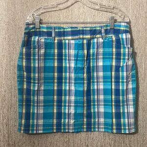 Blue plaid skirt